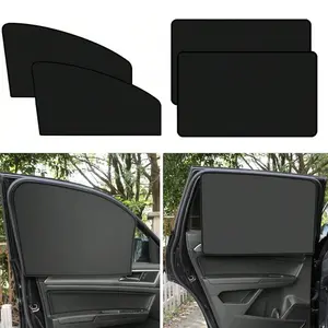2pcs/4pcs Magnetic Car Sun Shades - Double-Sided Light-Blocking Privacy Curtains with Roll-Up Design, Fit for Most Vehicles, Heat & Glare Reduction, Summer Sun Protection, Car Window Sun Shade