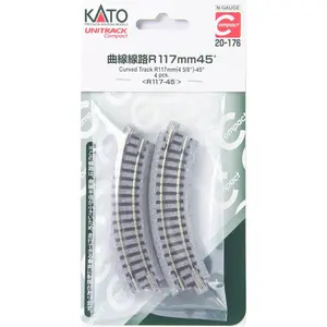 Kato N 20176 Unitrack 4 5/8" Radius 45-Degree Curved Track (4)