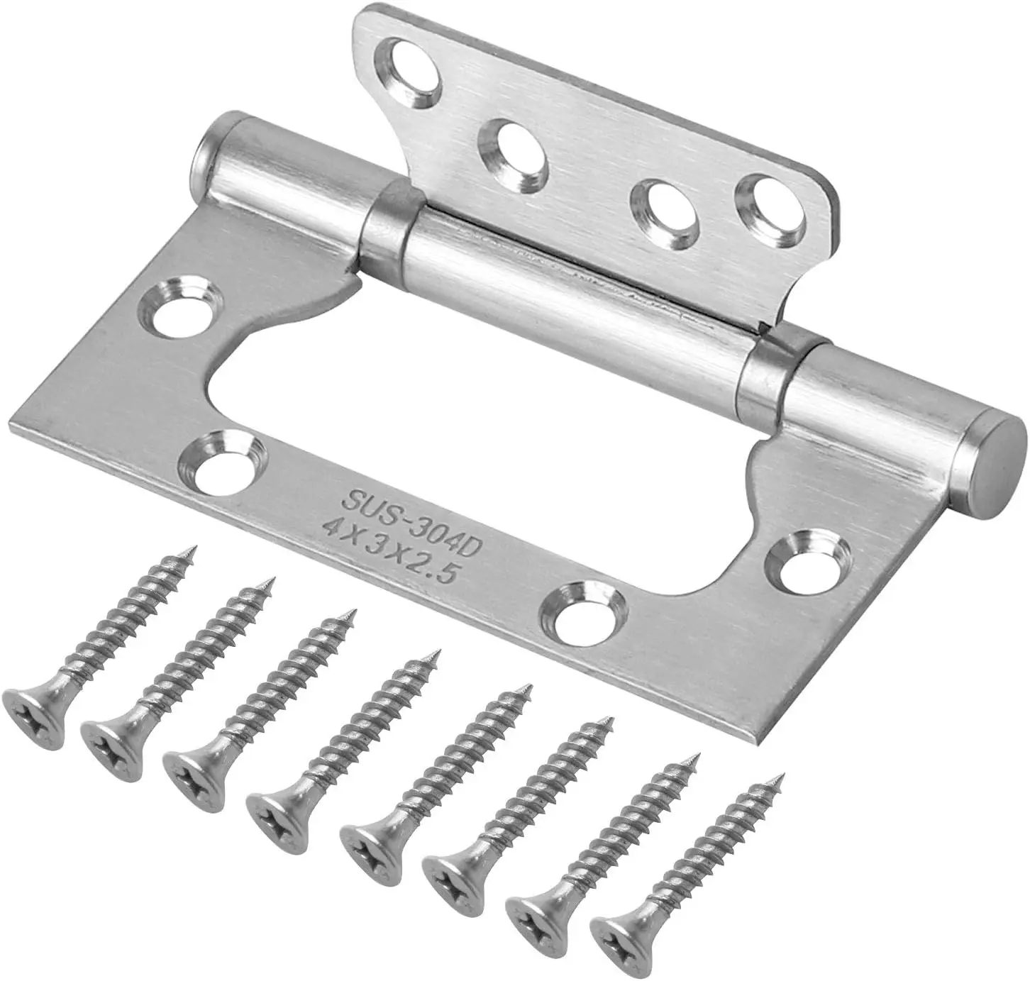 12 count 4 x 3 Inches Door Hinges, Non-Mortise Stainless Steel Door Hinges with Mounting Hardware, Brushed Surface