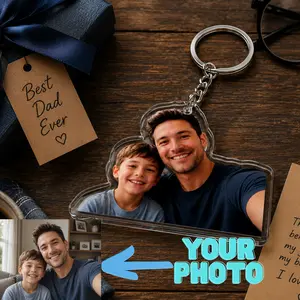 Custom Personality Family Photo Acrylic Keychain,Couple Photo Gift For Dad, Mom And Friend Keyring