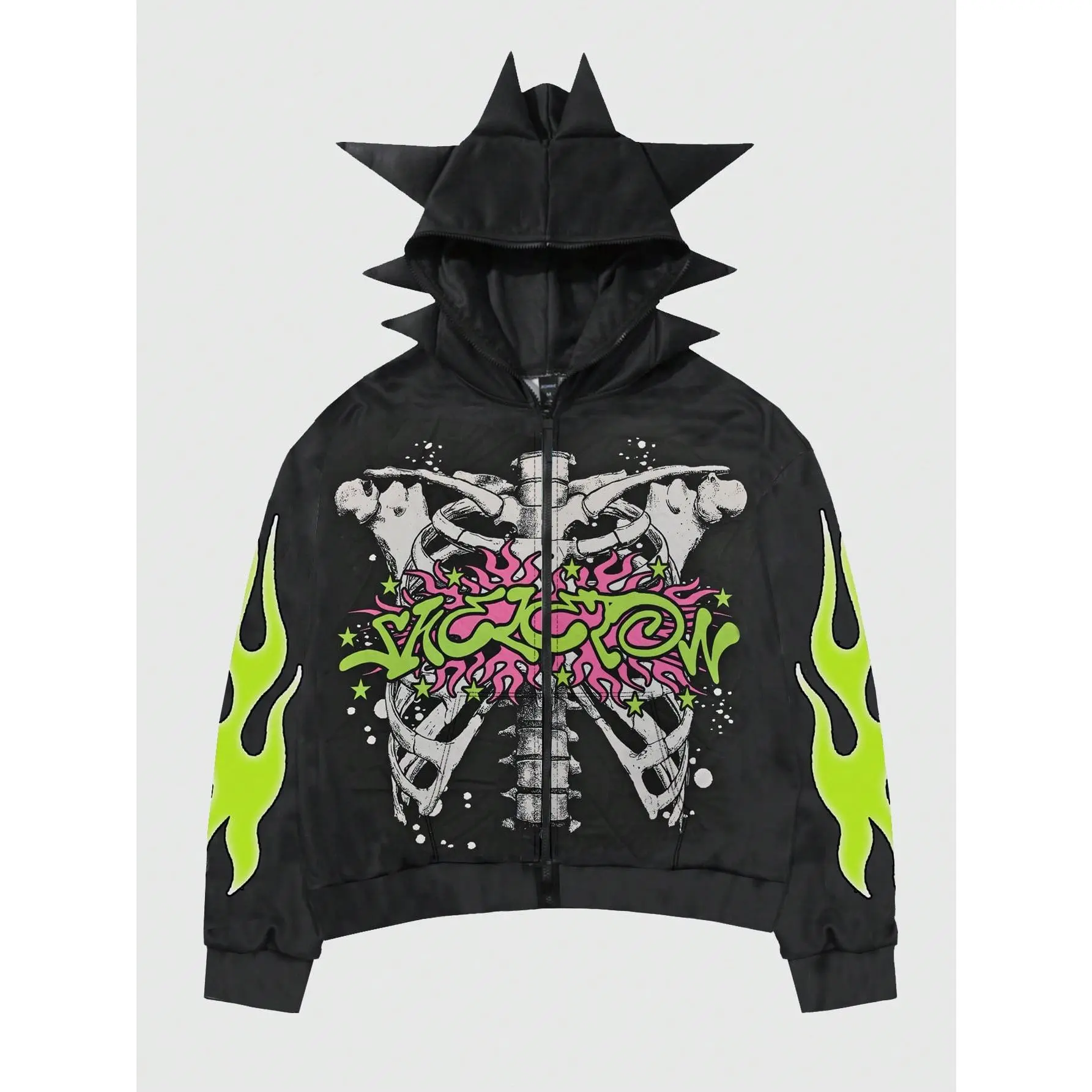 Men's Y2k Graphic Zip Up Hoodie Sweatshirt Gothic Long Sleeve