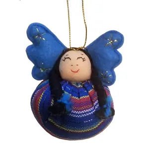 Handwoven Angel of Hope Ornament-Blue/Pink/Red-Fair Trade-Guatemala