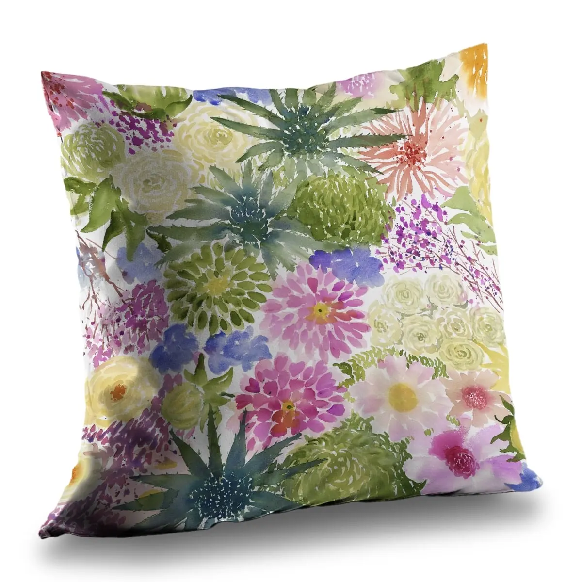 Begin Home Decor C1PT1414LFHSQC 14 x 14 in. Bundle of Exotic Flowers - Purple Poly Twill Throw Pillow