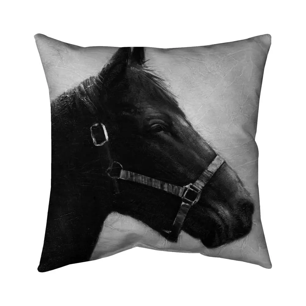 Begin Home Decor 5541-1616-AN64-1 16x16 in. Soft Polyester Animal Theme Horse Pillow, Bedroom Decor Soft Cushion
