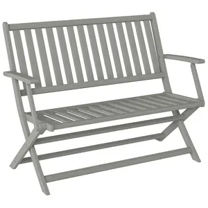Portable Wooden 2 Seat Bench For Balcony Or Camping With Backrest And Armrests Folds For Easy Storage Under Bed Assembly Required