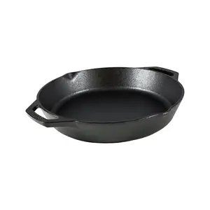 12 in. Round Cast Iron Pan, Black