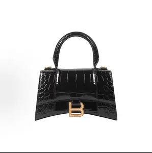 Pre-owned Balenciaga Leather Top Handle Bags Hourglass Top Handle Bag C rocodile Embossed XS by Rebag