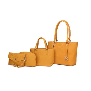 MKF Collection Edelyn Vegan Leather Tote Bag Set - 4 Pieces by Mia K, Stylish Embossed M Signature Design, Perfect for Everyday Use, Durable & Chic Women's Handbag Set MKF Collection Women's Corduroy