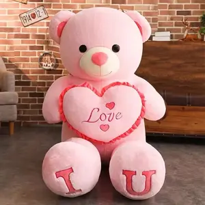 Big LOVE Plush Toy Bear 80cm/100cm Red/White Plush Toy with Heart Design, Cute Expressions, Soft Material, Ideal for Valentine's Day Gifts