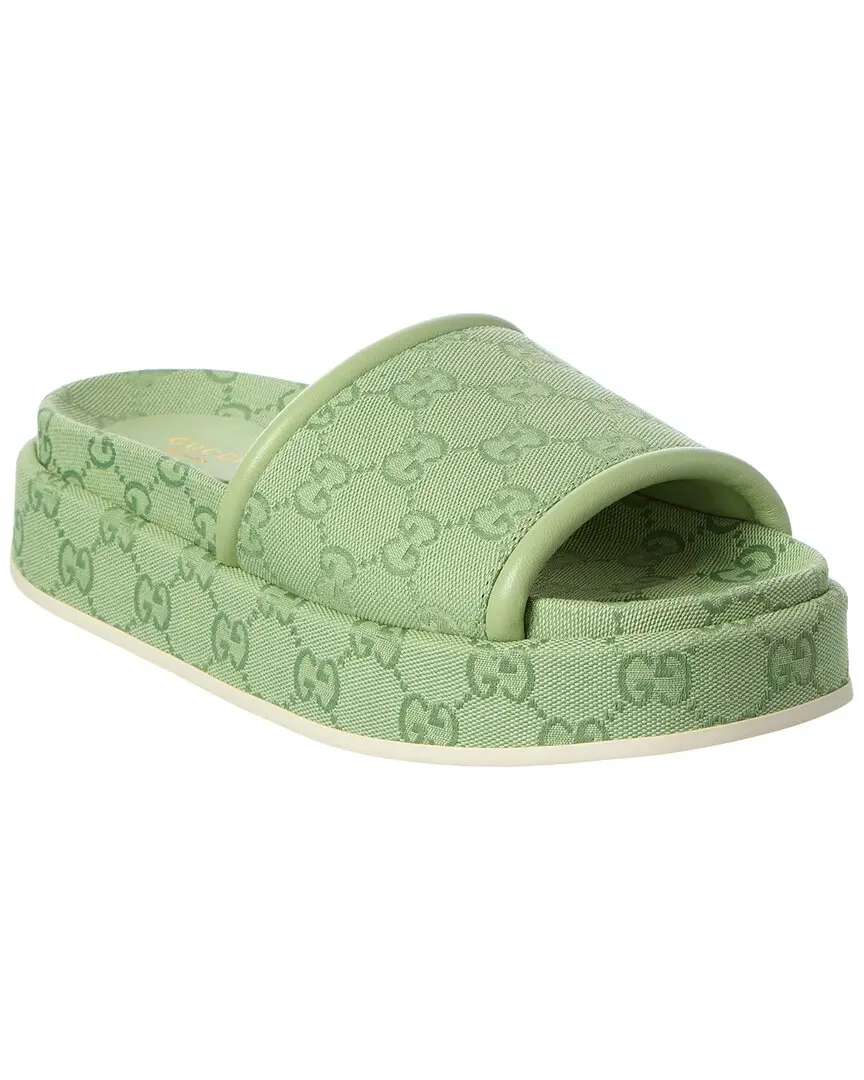 Gucci GG Canvas & Leather Platform Sandal