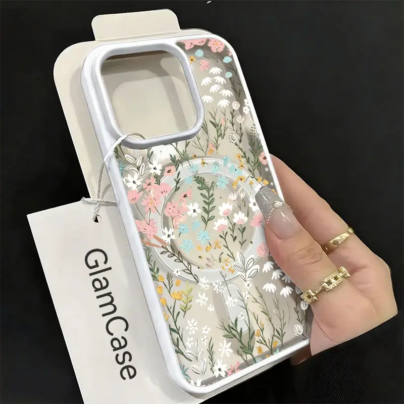 Pastel Wildflower Pattern Phone Case， Elegant Botanical Garden Style for iPhone 17 16 15 14 13 12 11 Plus Pro Max.