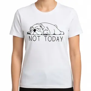 Not Today English Bulldog T-Shirt, Funny Lazy Dog Graphic Design, Casual Cute Style, Unisex Comfortable All-Season Wear, Perfect for Bulldog Moms & Lovers