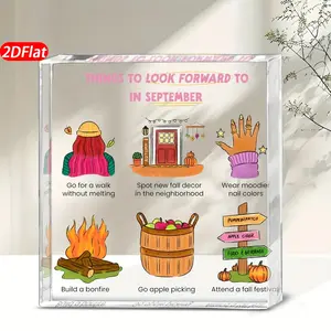 Autumn Activity List Decorative Plate, Transparent Acrylic September To-Do Board, Apple Picking Campfire Pumpkin Spice Theme