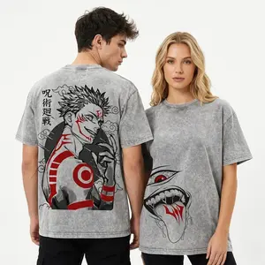 Sukuna Tee Washed – Jujutsu Kaisen Execution The Movie Culling Game Arc Vintage Oversized Heavy Cotton Double Printed Anime Manga T-Shirt, Retro Unisex Streetwear Graphic Top, Ryomen Sukuna’s Vessel Curse King Edition, JJK Japanese Otaku Gift Tee