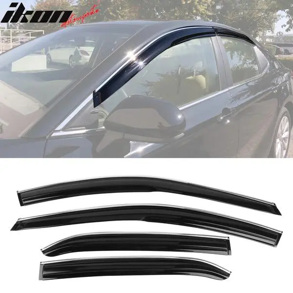 For 18-24 Toyota Camry Window Visor Mugen Rain Sun Guard Deflector w Chrome Trim