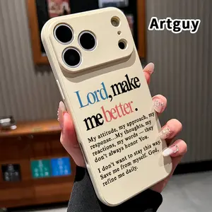 Straight Edge Phone Case for iPhone 17 16 Pro Max 15 Plus 14 13 12 11 Air XS XR E Divine Petition Pattern Pocket-Friendly Shockproof Silicone Protective Soft Case