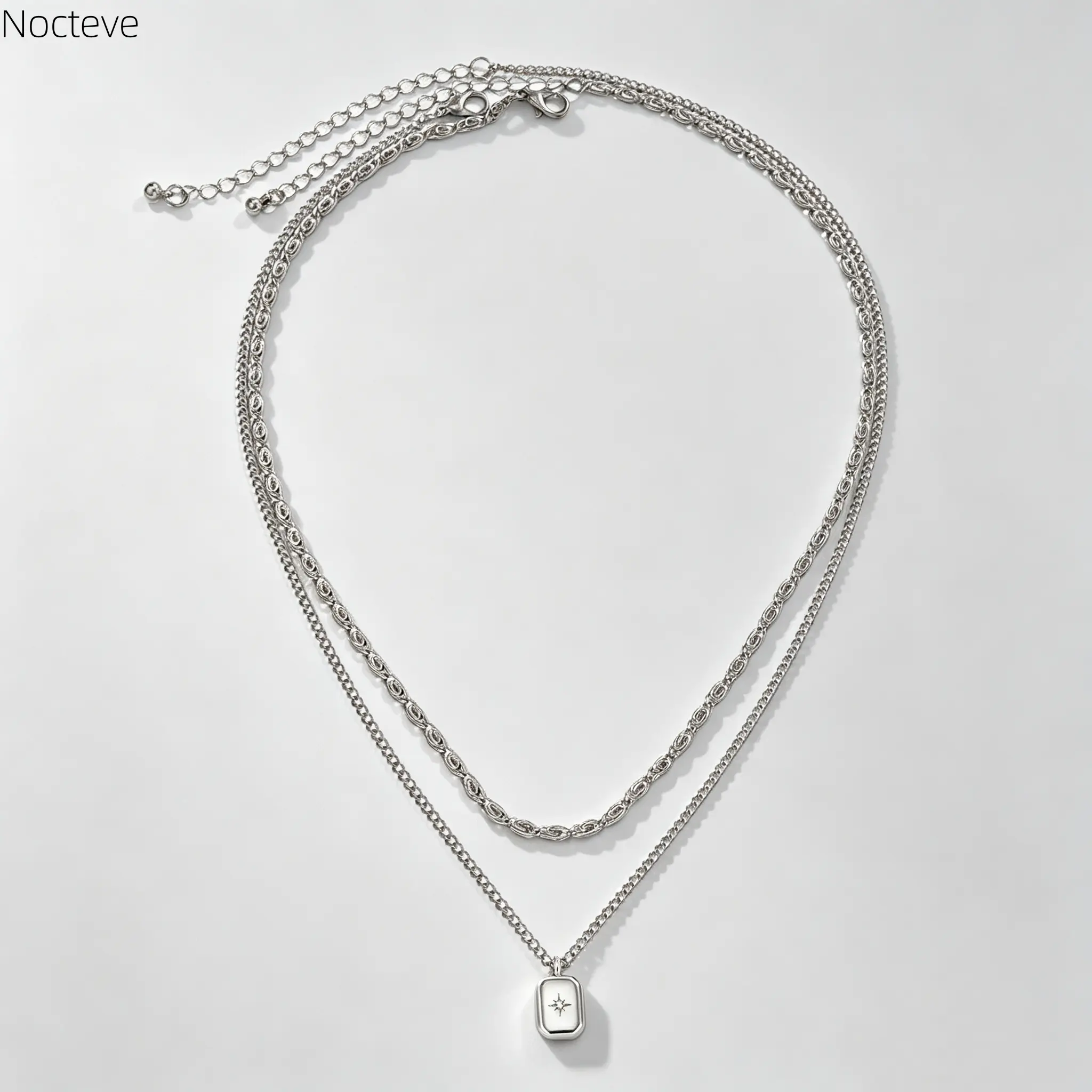 Men’s Double Layer Stacked Star Tag Pendant Choker Necklace, European American Hip Hop Streetwear Ins Trendy Dainty Collarbone Chain, Versatile Niche Fashion Costume Jewelry for Daily Outfits
