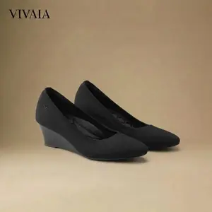 VIVAIA Almond-Toe Wedge Heels, Comfortable Platform Pumps, Breathable Knit Wedges（Tamia Wedge Pro）