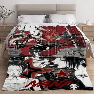 NANA Anime Collage Blanket Ultra Soft Flannel Digital Print Durable Wrinkle Resistant Portable Cozy Warm All Season Bedroom Couch Sofa Throw Decor Decorative Throw Perfect Birthday Gift Christmas Gift for Fans Women Men Nana Komatsu Style