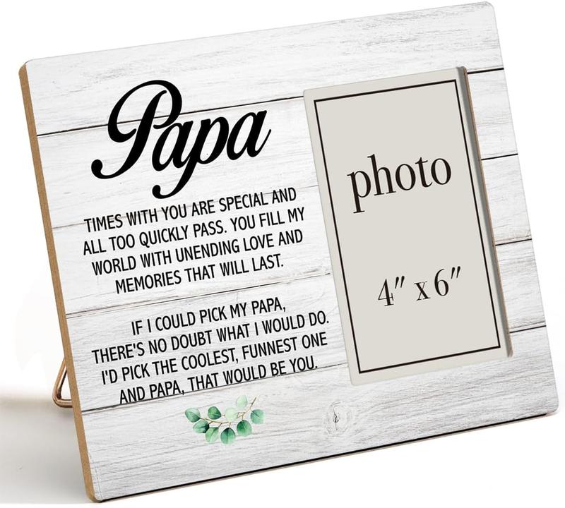 Papa Gift Picture Frame, Gifts for Grandpa Grandad Grandfather, Rustic Papa Wood Picture Frame 8 x 10 Inches, Wall Mount and Tabletop - 4 x 6 Inch Photo