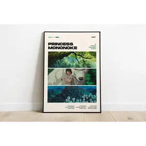Princess Mononoke Movie Poster, Modern Movie Poster Print, Princess Mononoke Poster Wall Decor, Miyazaki