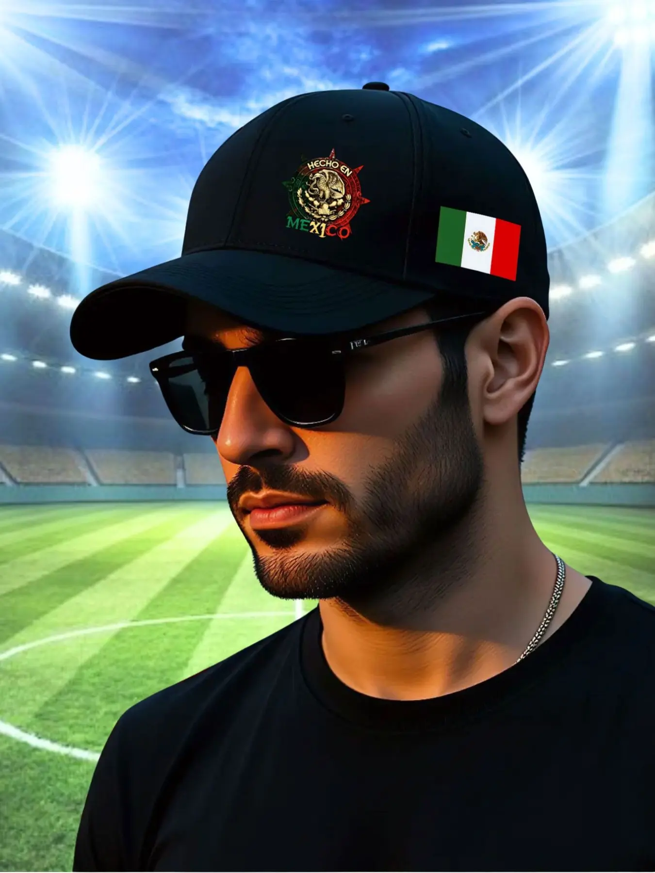 Mexico Football Theme Print Baseball Hat, Graphic Hat, Adjustable Sporty Hip Hop Cap, Loose-Fit Streetwear Accessory, Gift for Friends and Yourself