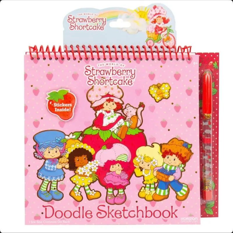 Strawberry Shortcake Doodle Sketchbook with Stickers Inside Featuring Adorable Characters Pink Cover Artistic Drawing Book