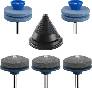 Double Layer Corundum Lawnmower, Sharpener Lawn Mower  Sharpener, Balancer Compatible with Any Power Drill/Hand Drill Universal Wear Resistant Mower  Sharpener