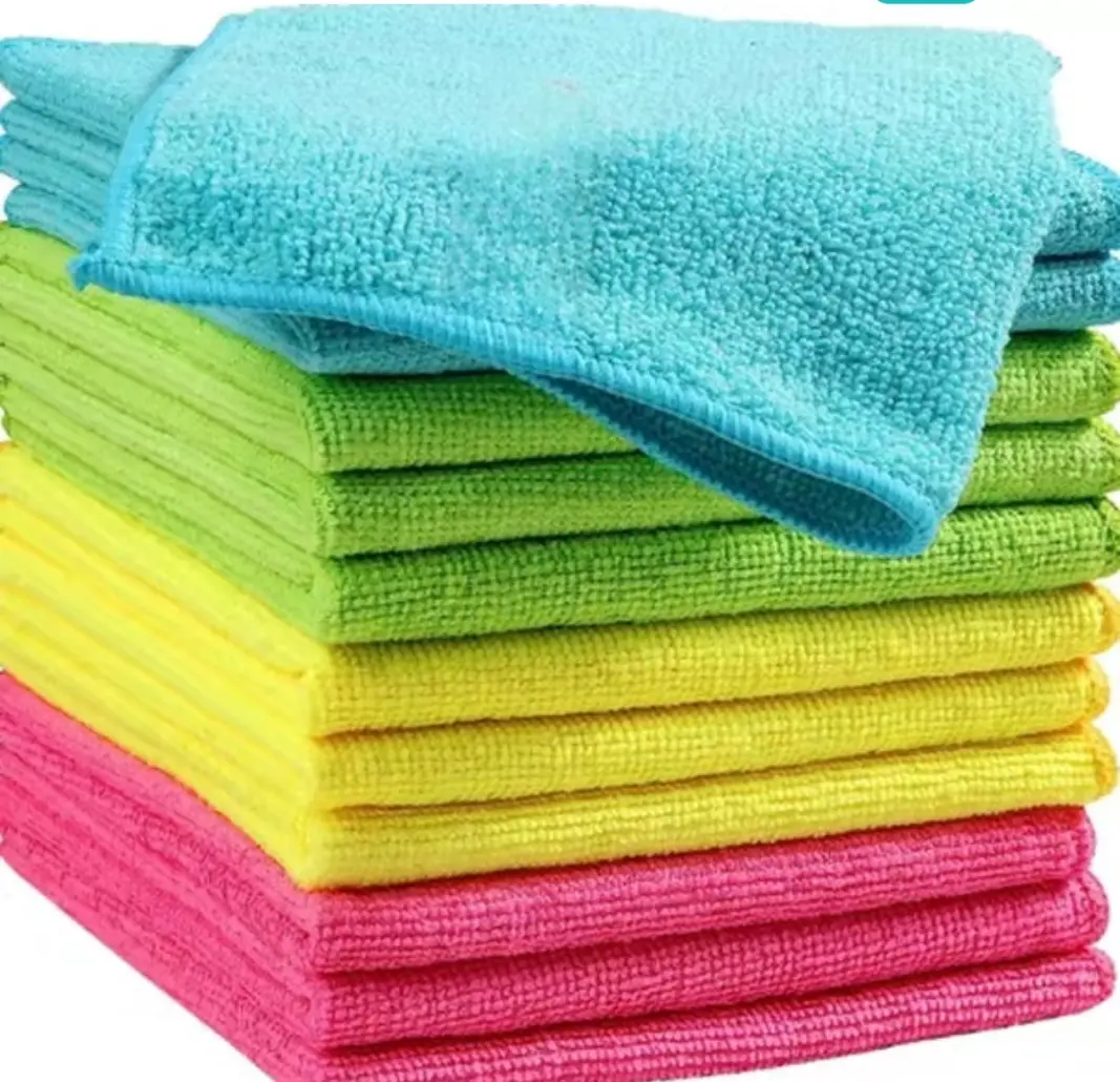 Microfiber Cleaning Cloths 10-Pack - 11.8x11.8 In Long-Lasting Synthetic Polyester Absorbent Washcloths, Soft Buffing & Polishing Cloths for Kitchen Cleaning Towels, Desk Use, Durable