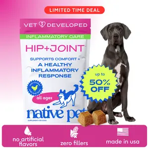 Native Pet Pain Relief for Dogs - Collagen for Dogs Promotes Joint Health, Reduce Inflammation & Stiffness - Senior Pup Joint Supplement - Natural Pain Reliever for Active & Aging Pets Chicken Remedy Chews
