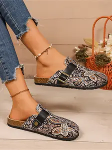 Women's Bohemian Print Clogs, Comfy Non-slip Slip-On Shoes for Office Commute, Casual Shoes Clogs