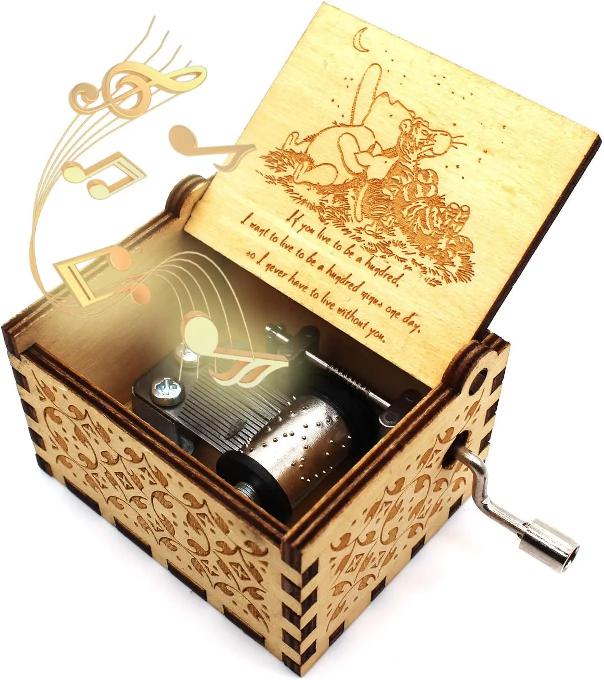 Wooden Music Box - The Pooh Saying Music Box, Gift for Friend, Christmas, Holiday, New Year - 1 Set (11)