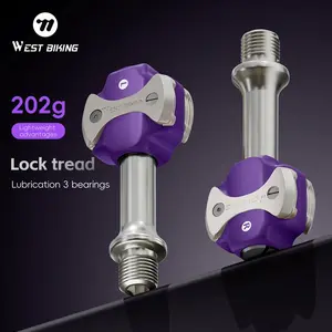 WEST BIKING Lightweight 3 Bearings Bicycle Pedal Aluminum Alloy Road Bike Self-Locking Lollipop Pedal With Cleats