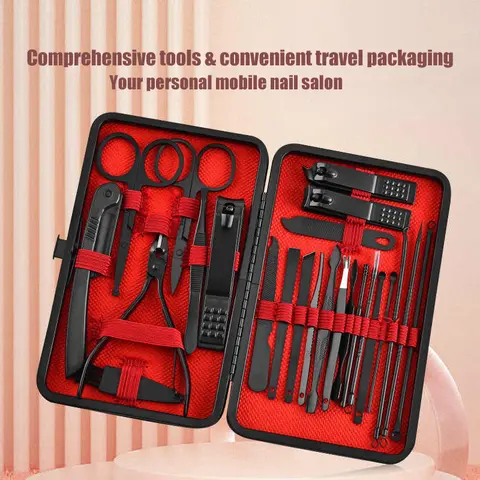 Unisex 24-Piece Professional Multi-Pack Nail Care Set for Adults - Comprehensive Manicure/Pedicure Tools, Sharp Blades, Precise Cutting, Durable Structure, Convenient Travel Packaging, Good Choice for Gift Giving