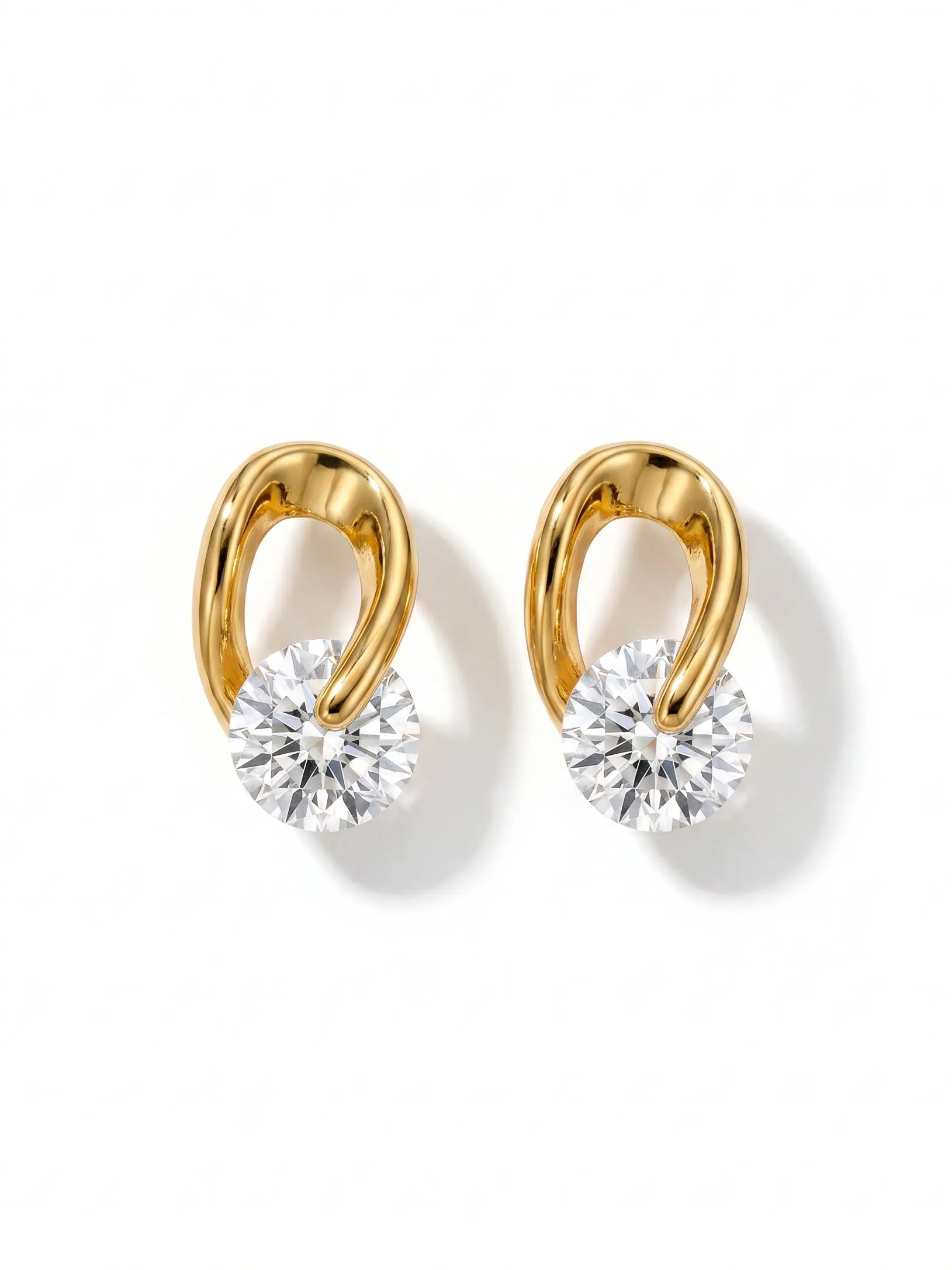 Twisted Loop Rotating CZ Stud Earrings for Women, Sparkling Gold & Silver Tone Fashion Earrings| gift box Ear Studs Earings