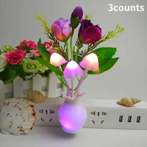 Set of 3 Realistic Flower Night Lights LED Light Control Sensing Rose Lamp for Bedroom Living Room Decoration Small Night Light