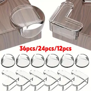 36pcs/24pcs/12pcs Clear Durable Silicone Corner Protector, Anti-collision Corner Protector, Edge Safety Insurance, Door Hardware for Home Office