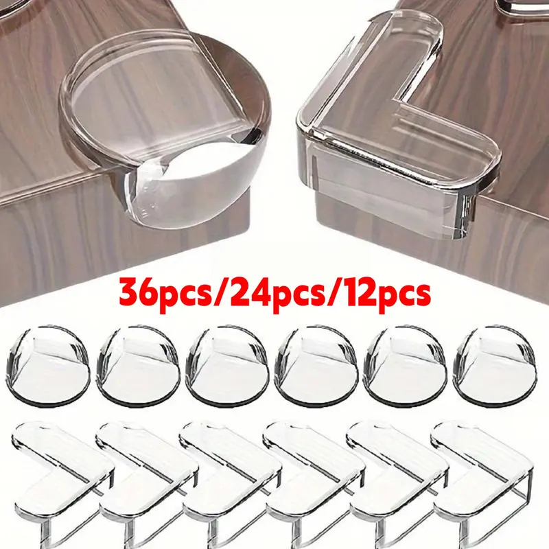 36pcs/24pcs/12pcs Clear Durable Silicone Adhesive Corner Protector, Anti-collision Corner Protector, Child Safety, Edge Safety Insurance, Protection, Door Hardware for Home Office Table Edges
