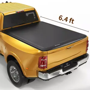 Soft Quad Fold Truck Bed Tonneau Cover Compatible with 2004-2015 Nissan Titan, Fleetside 6.5 ft Bed w/o Titan Box