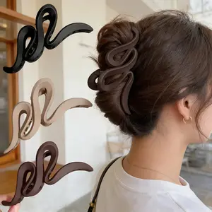 3pcs Large Matte Wavy Hair Clips for Women, Solid Color Shark Clips, Easy for Hair Styling and Securing, Claw Clips