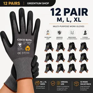 12 Pares Guantes Para Trabajo - Coco Ruta Maxi Flex Foam Work For Men - Enhanced Grip Maxi Flex Nitrile Gloves Coated