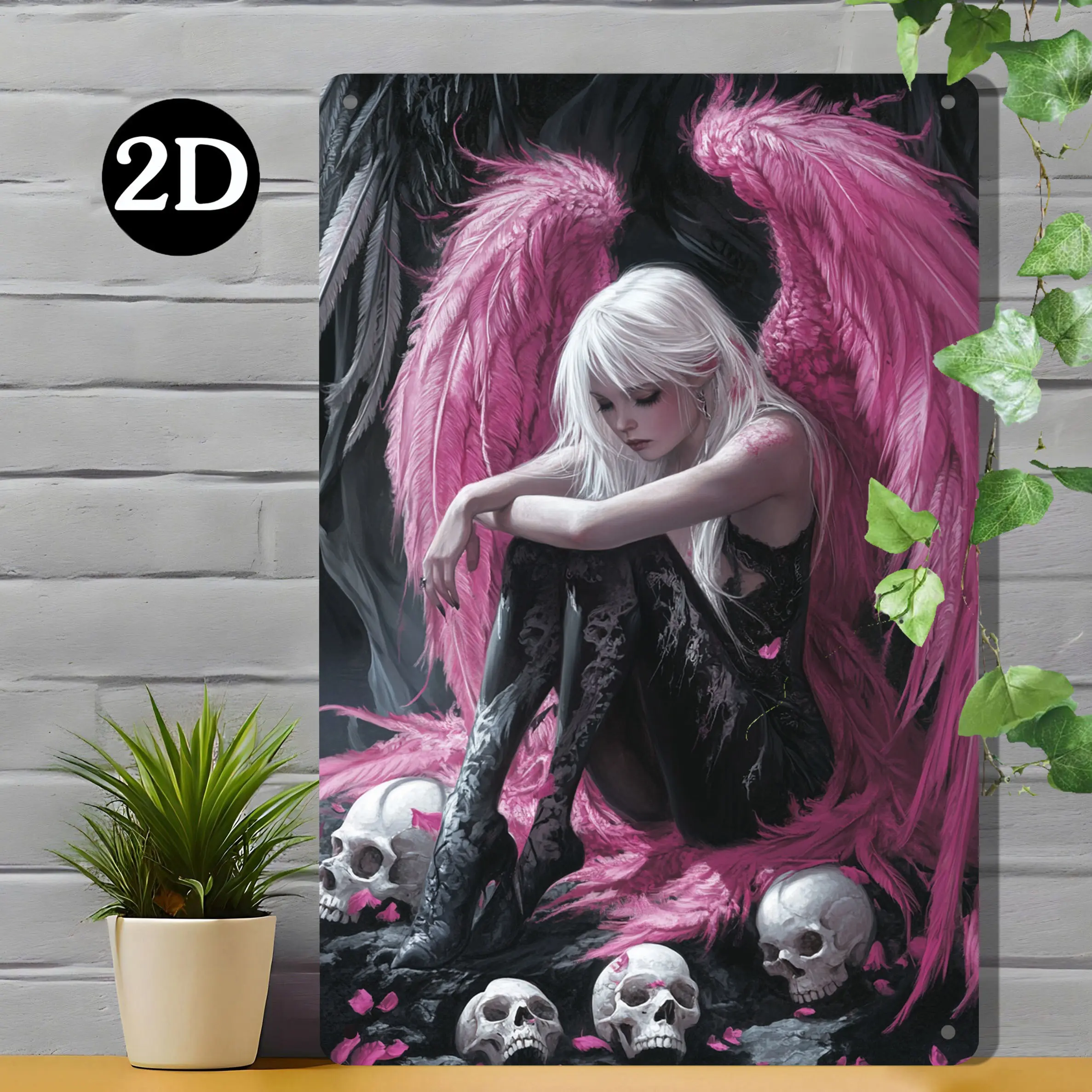 Fallen Angel Aluminum Wall Art Print - 8x12 in Durable Fade-Resistant Vintage Metal Sign, Easy-to-Clean Home Decor, Ideal Halloween/Thanksgiving Gift for Family Gatherings & Home-Office Users