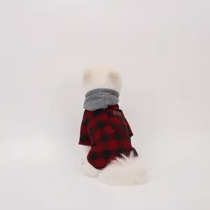 Pet Autumn Winter Thick Plaid Colorblock Hooded Jacket, Cozy Pet Outerwear, Stylish Dog & Cat Coat, Warm Fleece Lining