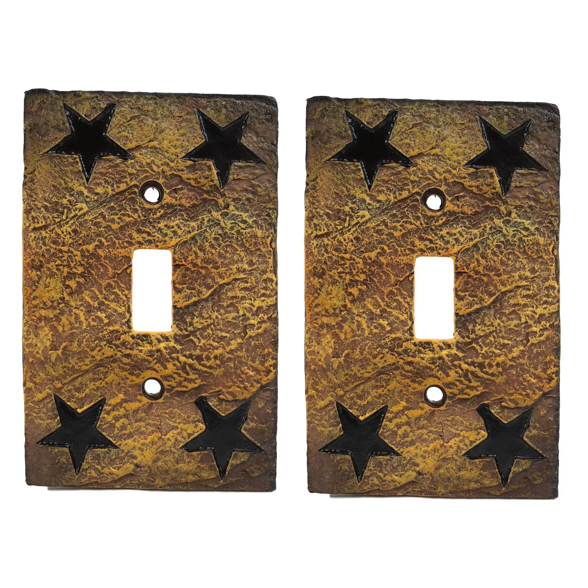 Home Decorative 2-Piece Western Stars Silhouette Textured Light Switch Plates, 5" High Single Toggle Wall Plates for Home Supplies