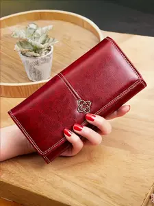 Women's Long Pu Bifold Wallet PU Leather Handbag, Slim Design with Multiple Card Slots, Credit Card Holder, Simple Style Money Clip