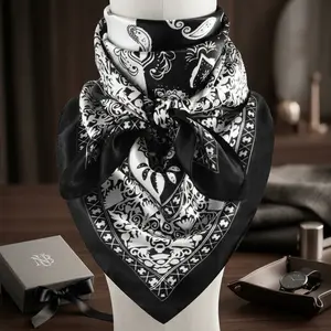 Men's 35 Inch Wild Rag Cowboy Scarves - Large Rancher Neckerchief Silk Feel Oversize Western Bandana for Cowboy Rancher Outdoor Riding Country Style Fashion Accessory