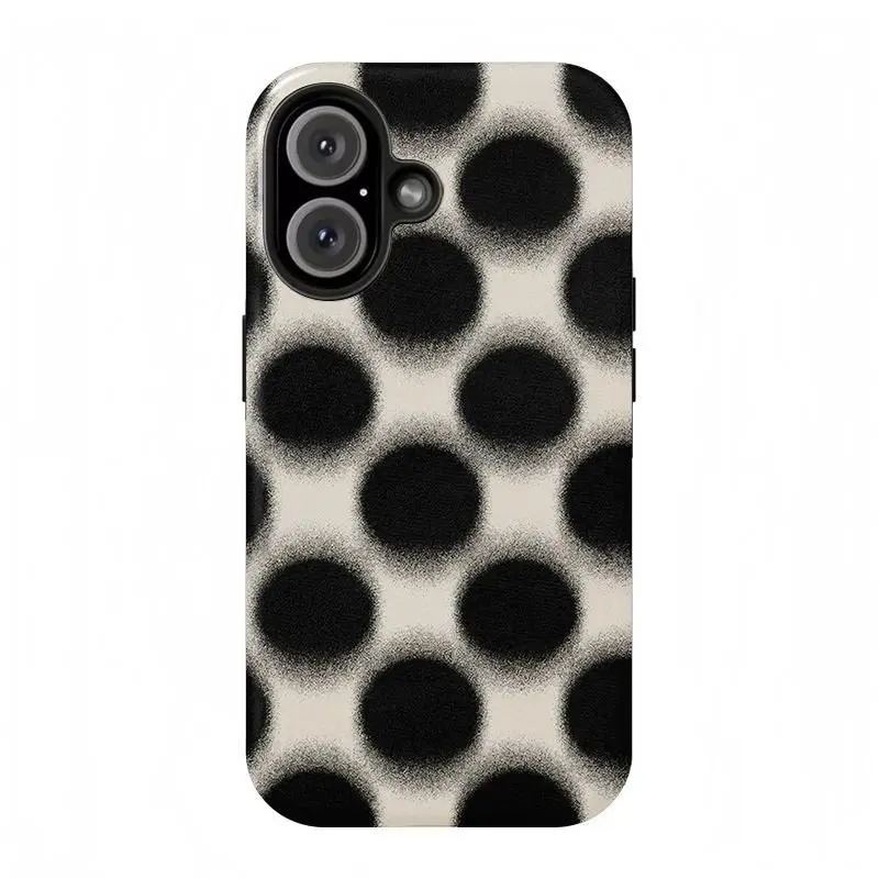 LOSVORF Vintage blurry polka dot phone case, suitable for iPhone17 Pro Max, 16Pro, 15, 14, 13, 12 series, smartphone case, shockproof, protective case, outer case, double-layer protective case