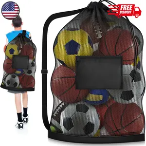 Extra Large Soccer Ball Bag, 40" x 30" Drawstring Mesh Ball Bag
