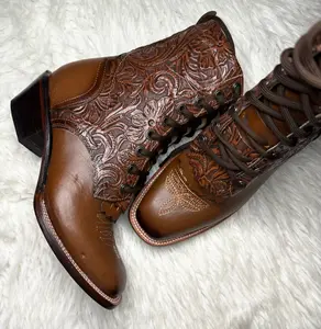 Botas Tacón Cubano Lacer - Shedron Round toe