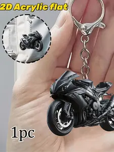 2d Flat - Cool And Gorgeous Black Motorcycle Acrylic Keychain - Lobster Buckle, Perfect For Car Keys, Backpacks And Bags, Bag Pendants, Car Pendants, Packaging Decorations | Playful Design | Acrylic Structure, Wallet Decorations, And Phone Accessaories